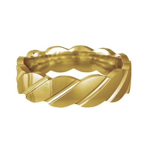 Patterned Designer Yellow Gold Wedding Ring - Tenere